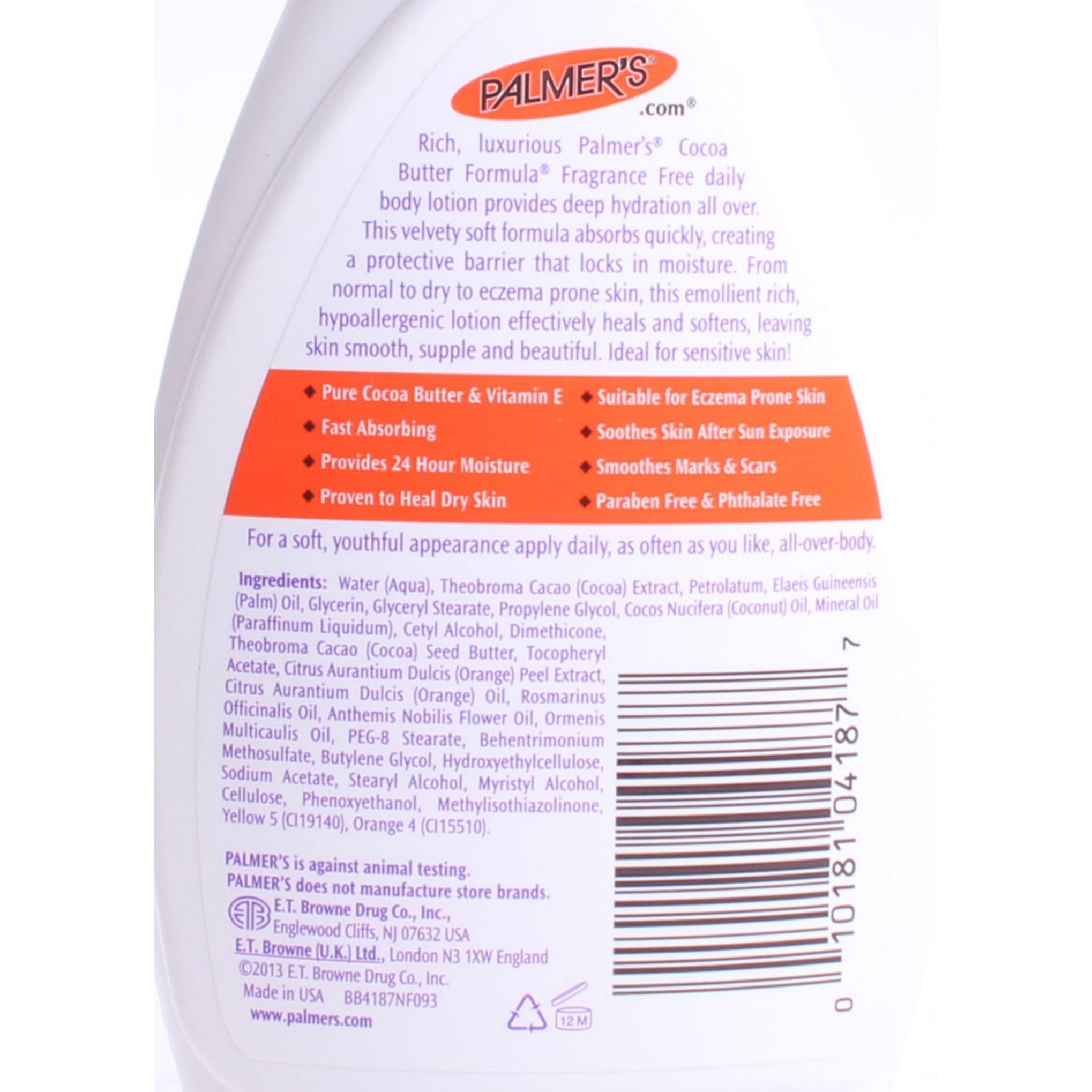 Formule au beurre de cacao Palmer's avec vitamine E pour guérir et adoucir les peaux sèches et rugueuses, sans parfum