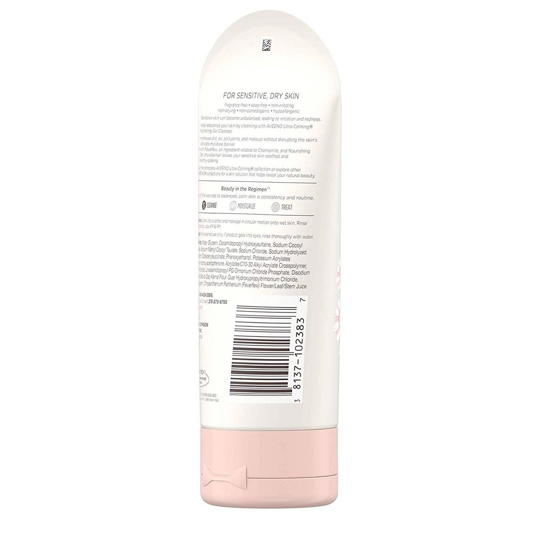 Limpiador en gel hidratante ultra calmante Aveeno sin fragancia