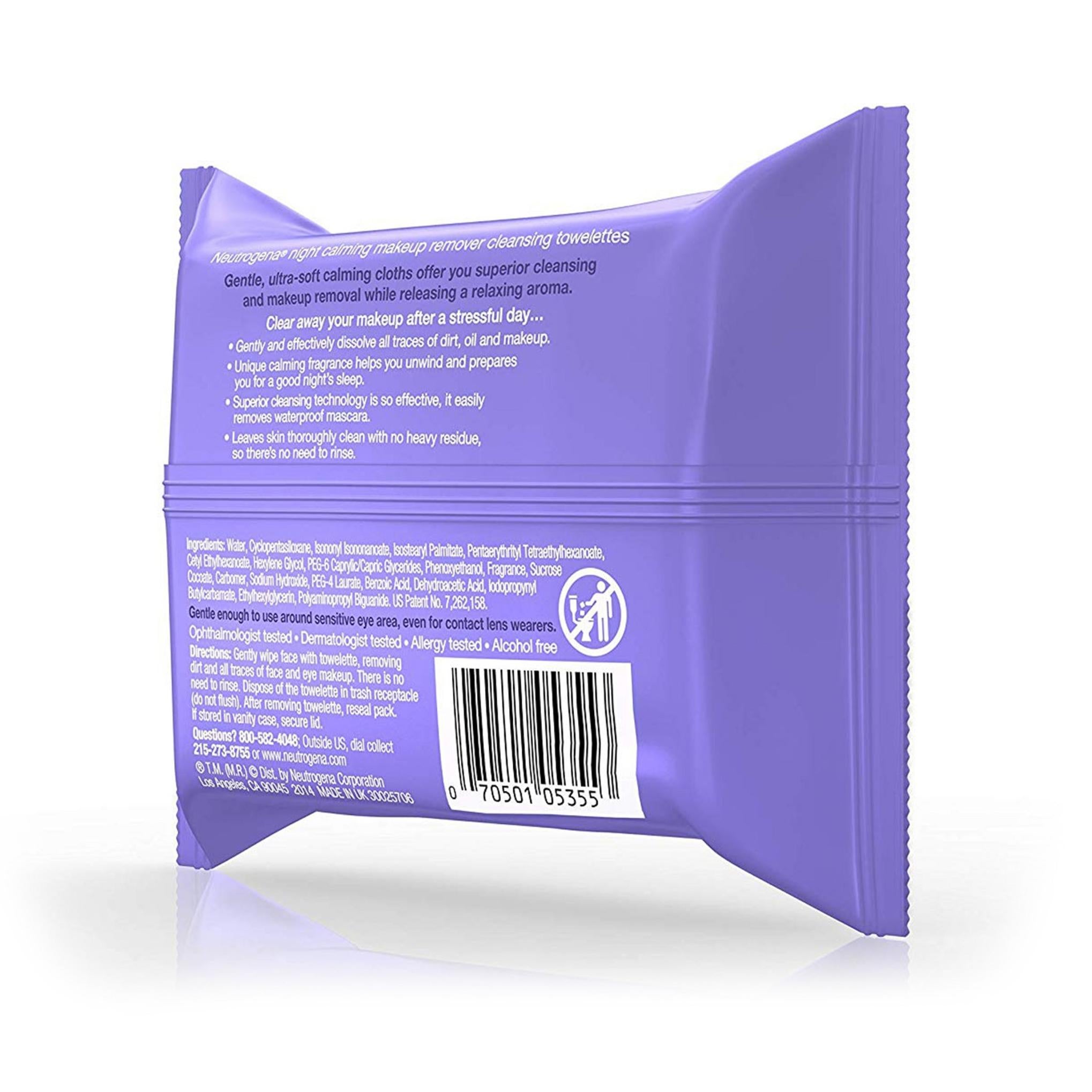 Toallita desmaquillante limpiadora Neutrogena Night Calming