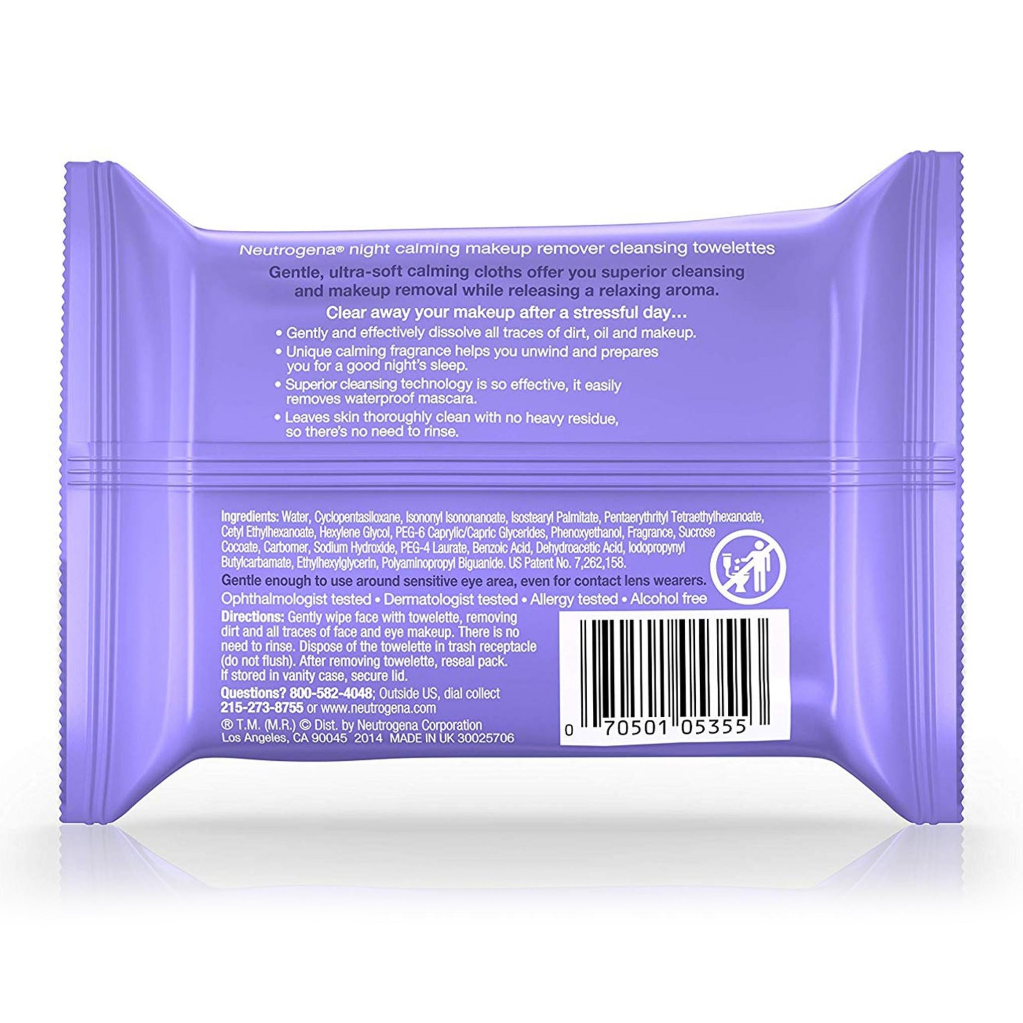 Toallita desmaquillante limpiadora Neutrogena Night Calming