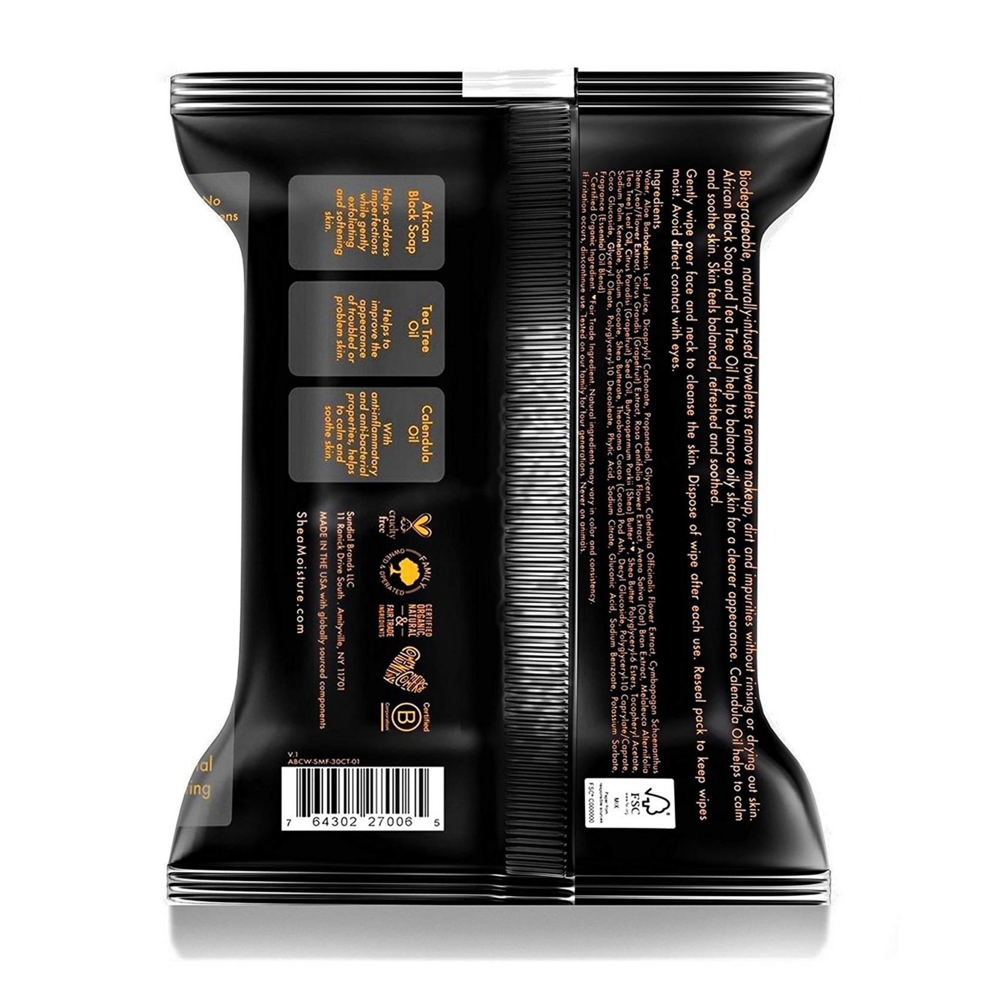 Feuille de visage clarifiante au savon noir africain Shea Moisture 17.8 x 19.1cm