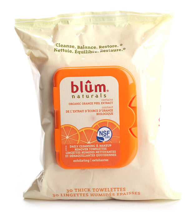 Blum Naturals Lingette nettoyante et démaquillante quotidienne Extrait de peau d'orange biologique
