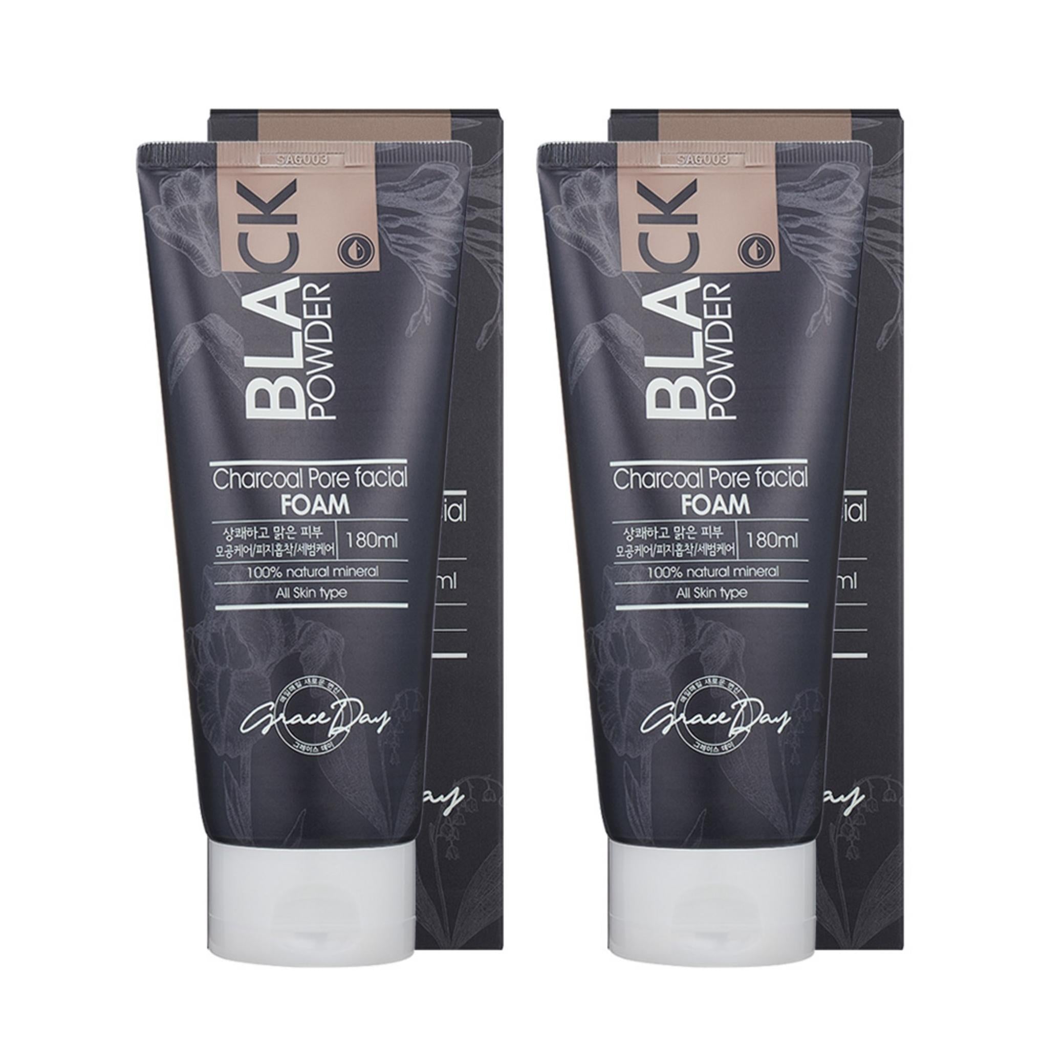 رغوة تنظيف الوجه بمسحوق الفحم الأسود للعناية بمسام الوجه من جرايس داي