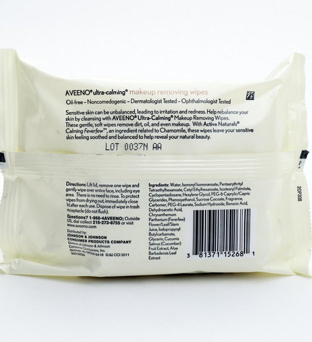 Aveeno ウルトラ カーミング メイク落としワイプ 19 x 18.5cm