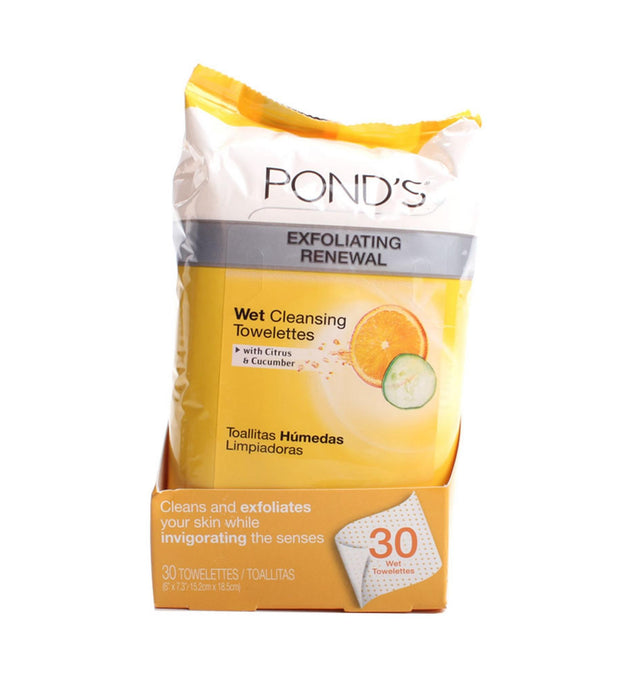 Pond's Exfoliating Renewal Wet Cleansing Towelette Citrus & Cucumber 15.2 x 18.5cm
