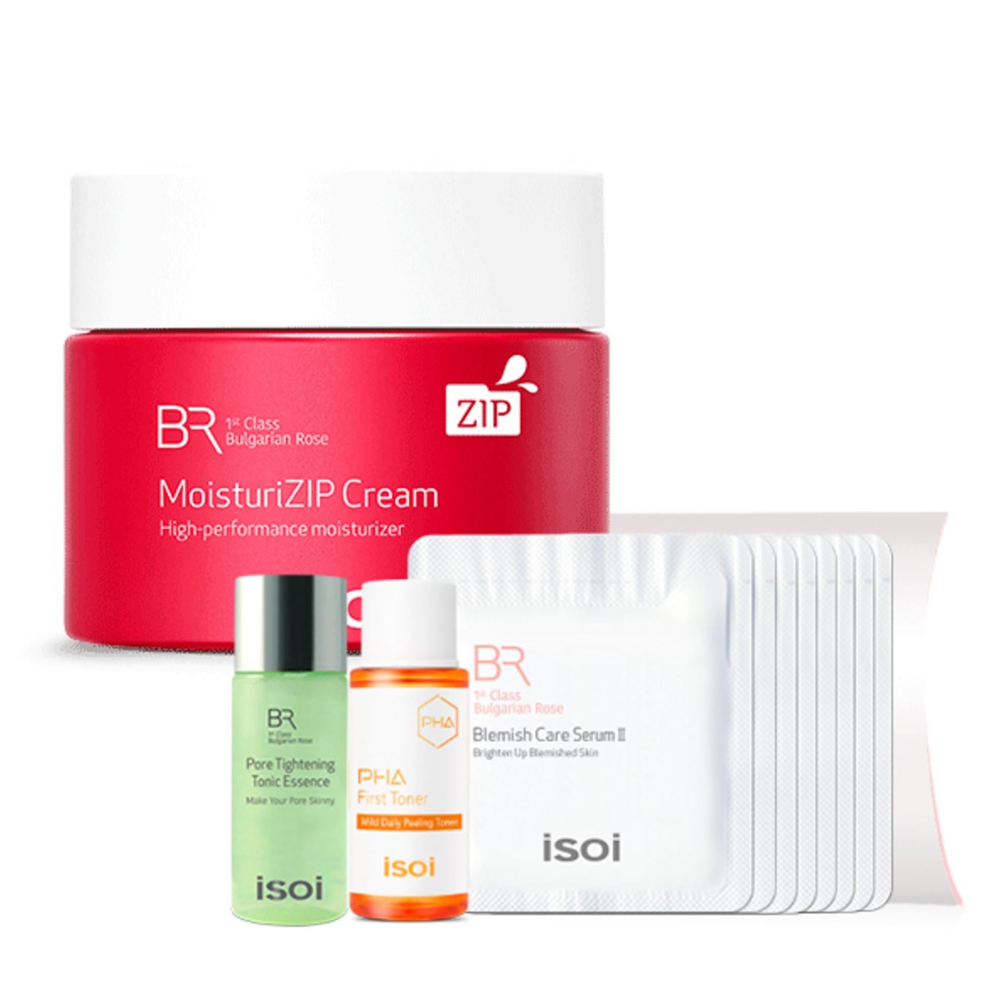 Isoi Bulgare Rose Moisture Zip Cream 50g + 6 types de composants d'expérience envoyés au hasard