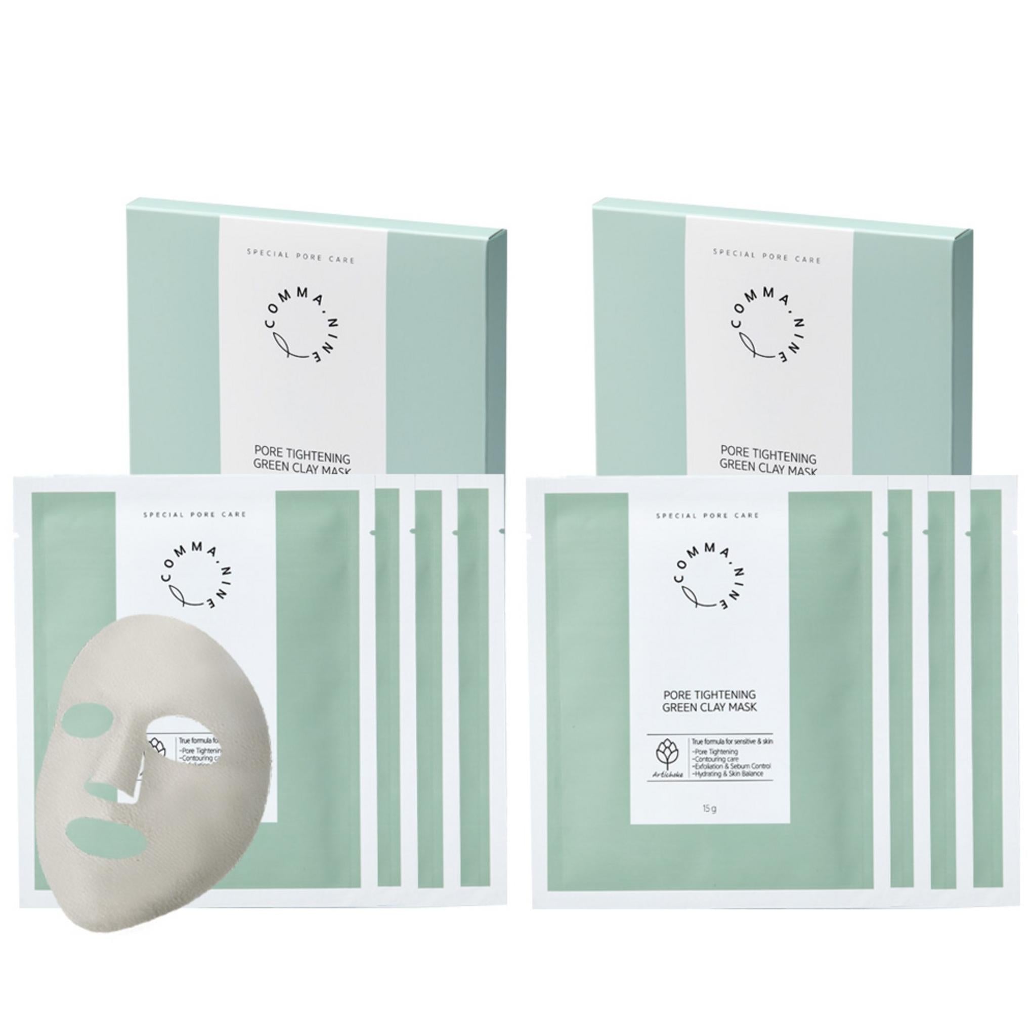 Paquete de mascarilla de arcilla para eliminar el sebo y los poros de Comma Nine