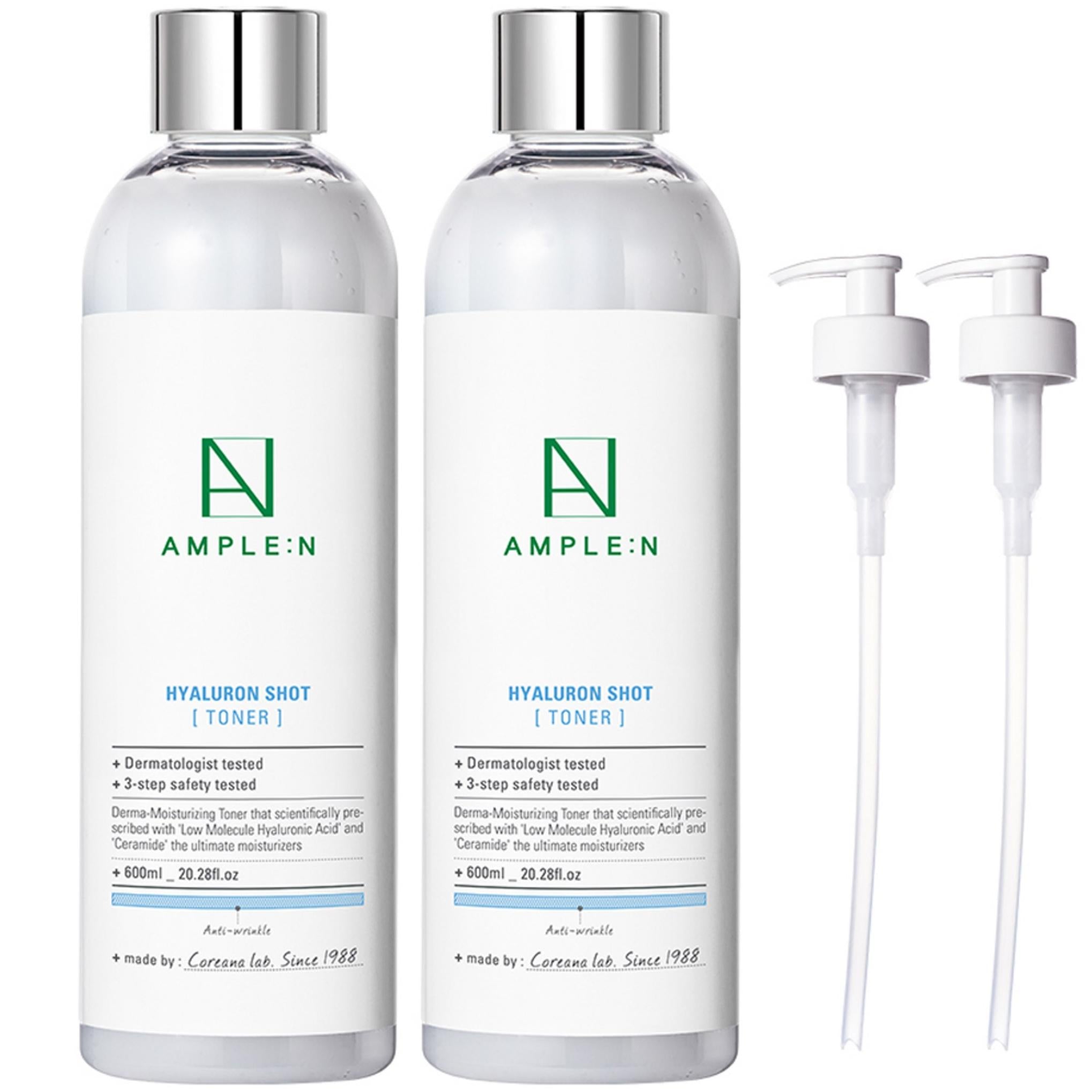 コリアナ アンプル N ヒアルロン ショット トナー 大容量 600ml 2個 + トナーポンプ