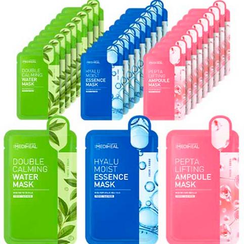 Mediheal Double Calming Water Mask 10p + Hyalu Moist Essence Mask 10p + Pepta Lifting Ampoule Mask 10p
