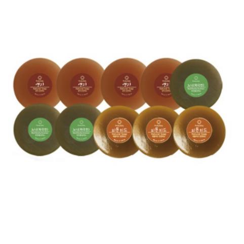 Probubbly Premium Neutral Soap 10p Set 1100g Reishi 4p + Noni 3p + Cypress 3p