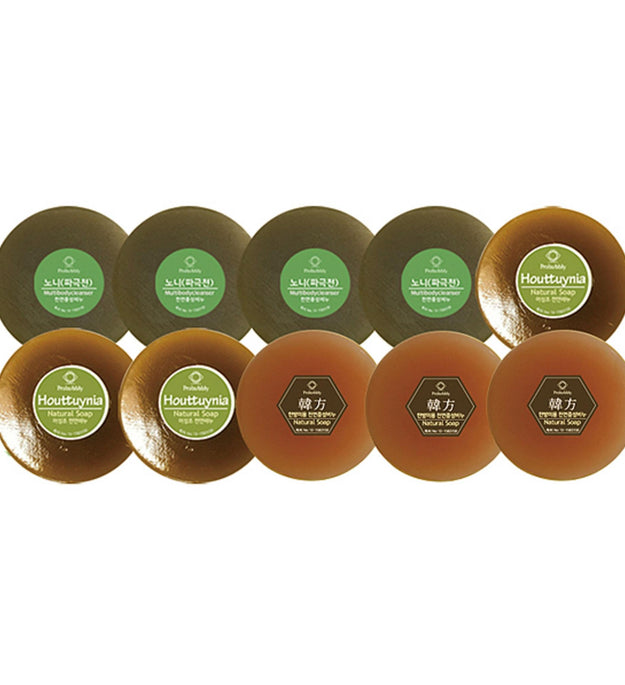 Probubbly Premium Neutral Soap 10p Set 1100g Noni 4p + Eoseongcho 3p + Herbal Beauty 3p