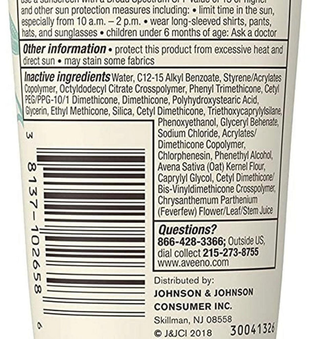Aveeno Positively Mineral Sensitive Skin Sunscreen 88ml