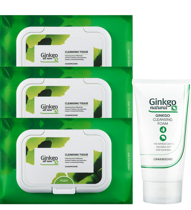 Ginkgo All New Cleansing Tissue 50 sheets x 3p + Cleansing Foam 40ml