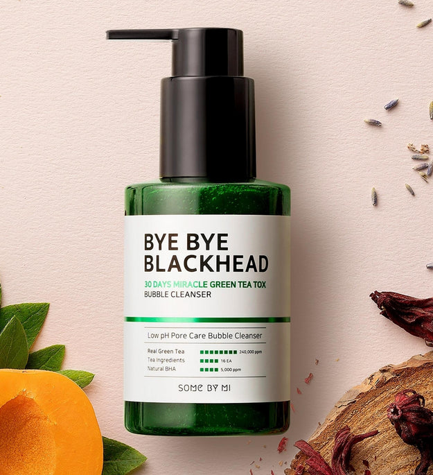 Some By Mi By Blackhead 30 Days Miracle Green Tea Tox Bubble Cleanser 120 جرام + تونر ميراكل 6 مل × 2 قطعة