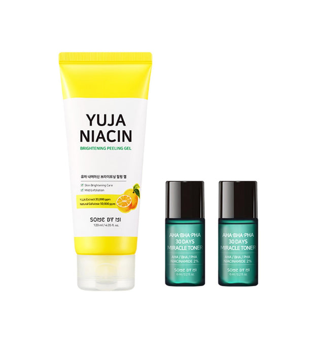 SOME BY MI Gel Peeling Éclaircissant Citron Niacine 120 ml + Tonique Miracle 6 ml x 2p