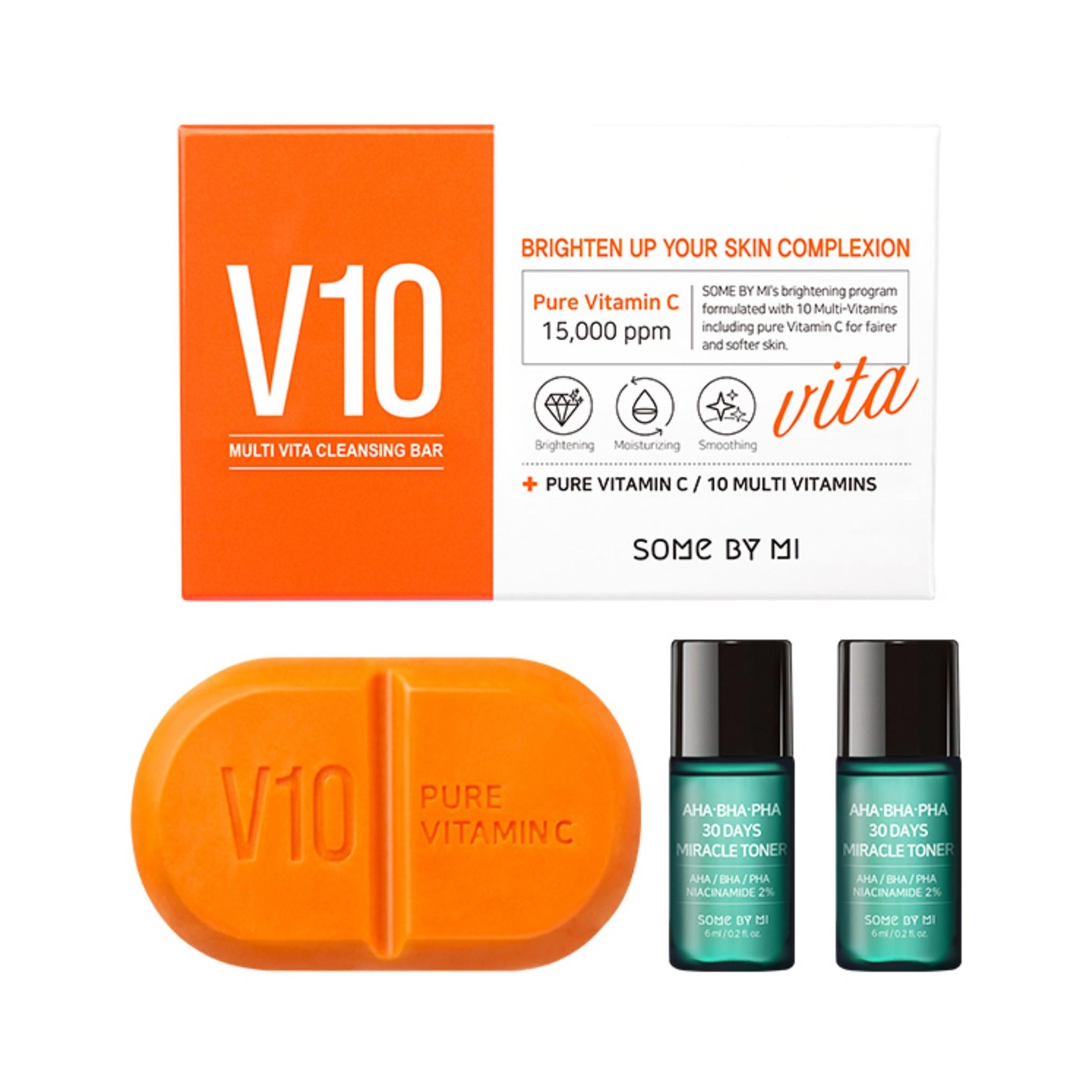 SOME BY MI Очищающее мыло с чистым витамином C V10 106г + Чудо-тоник 6мл x 2 шт набор