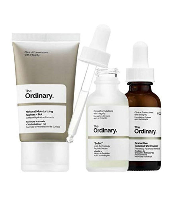 The Ordinary عامل الترطيب الطبيعي + HA + مستحلب الريتينويد الجرانيتويد 2% + بوفيه