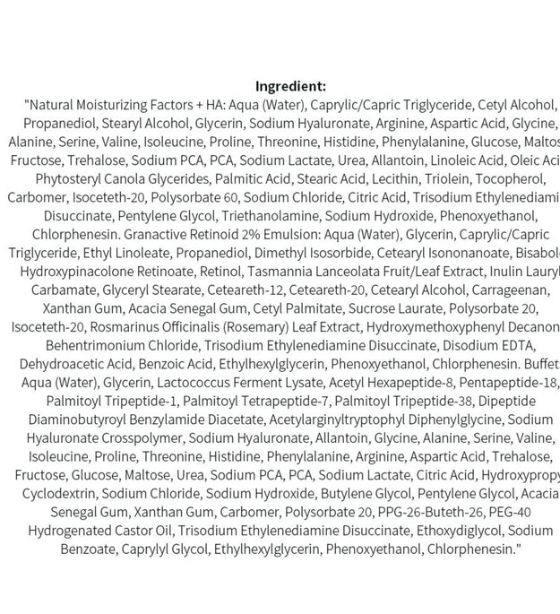The Ordinary عامل الترطيب الطبيعي + HA + مستحلب الريتينويد الجرانيتويد 2% + بوفيه