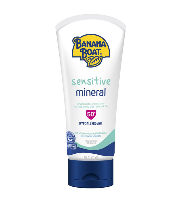 Banana Boat Sensitive Mineral Sunscreen Lotion Water Resistant SPF50+