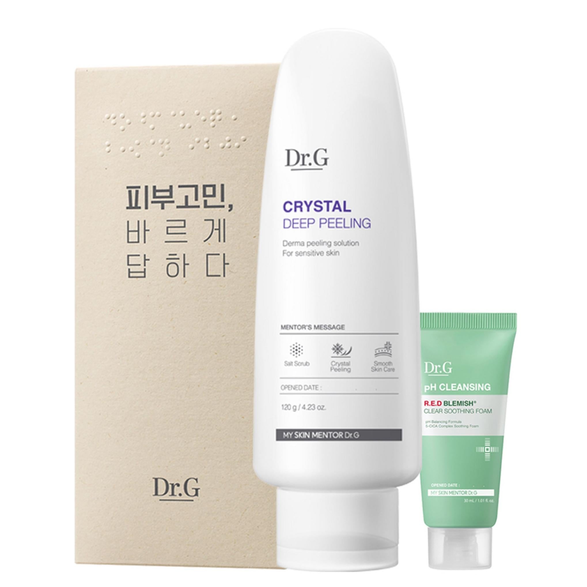 Dr.G Crystal Derin Peeling 120g + Kırmızı Leke Temizleyici Yatıştırıcı Köpük 30ml