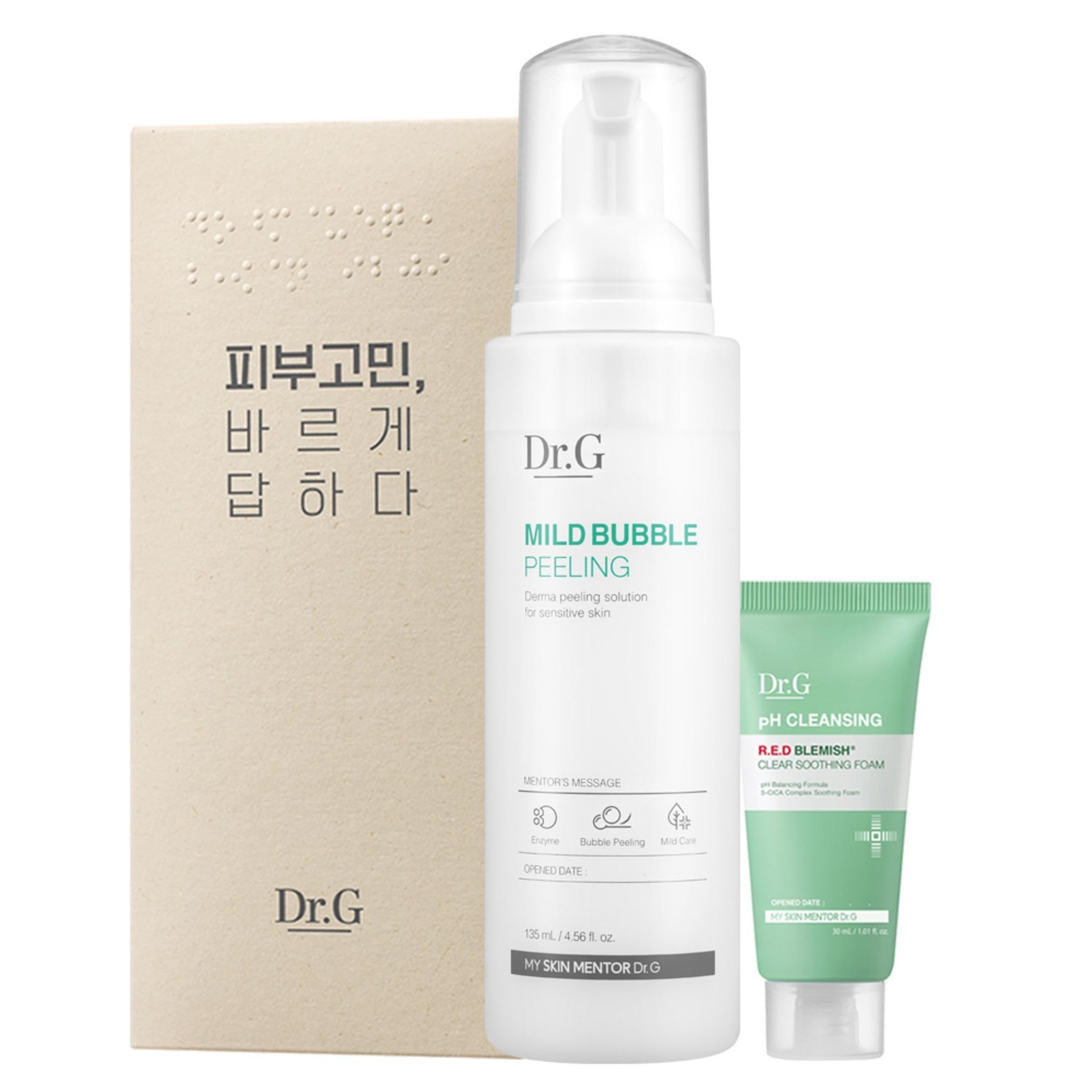Dr.G Mild Bubble Peeling 135 ml + Red Blemish Clear beruhigender Schaum 30 ml Set