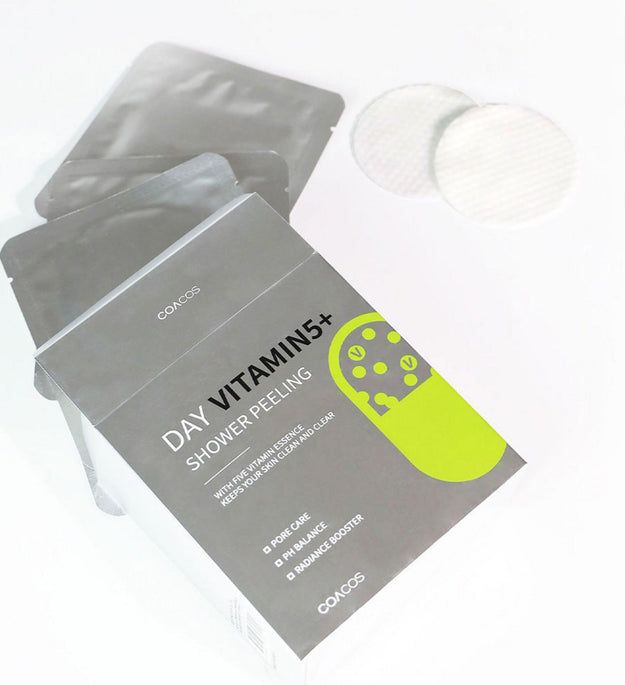 Coussinets exfoliants pour la douche à la vitamine 5 de Coacos Day 2p x 15EA