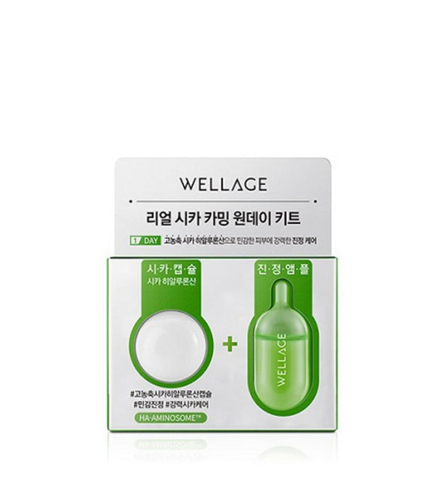 Wellage One Day Kit Ampoule Cica Calming 3p + Hyaluronic 3p Set