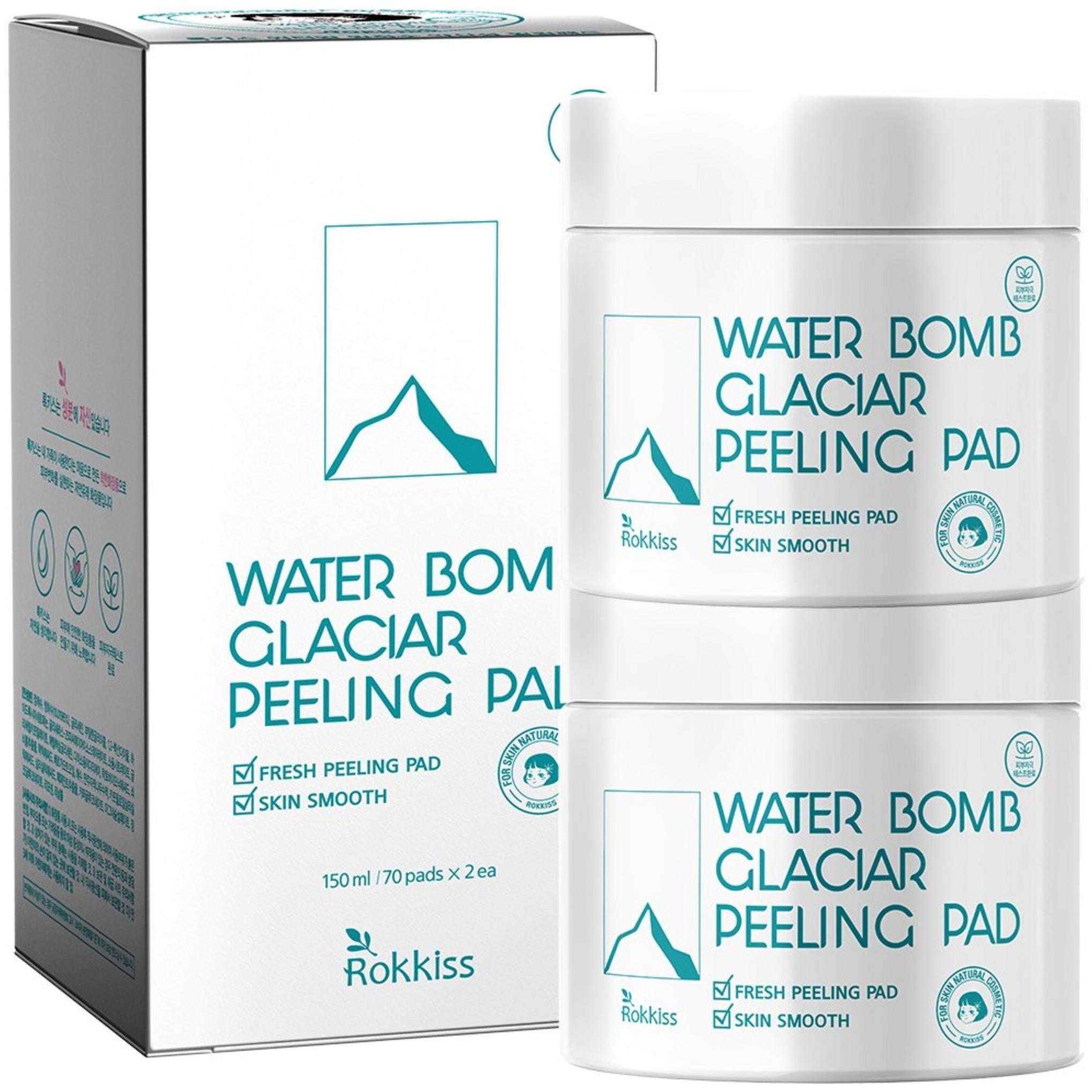Rocky's Water Bomb Glacier Water Mildly Acidic Peeling Pads 70 sheets