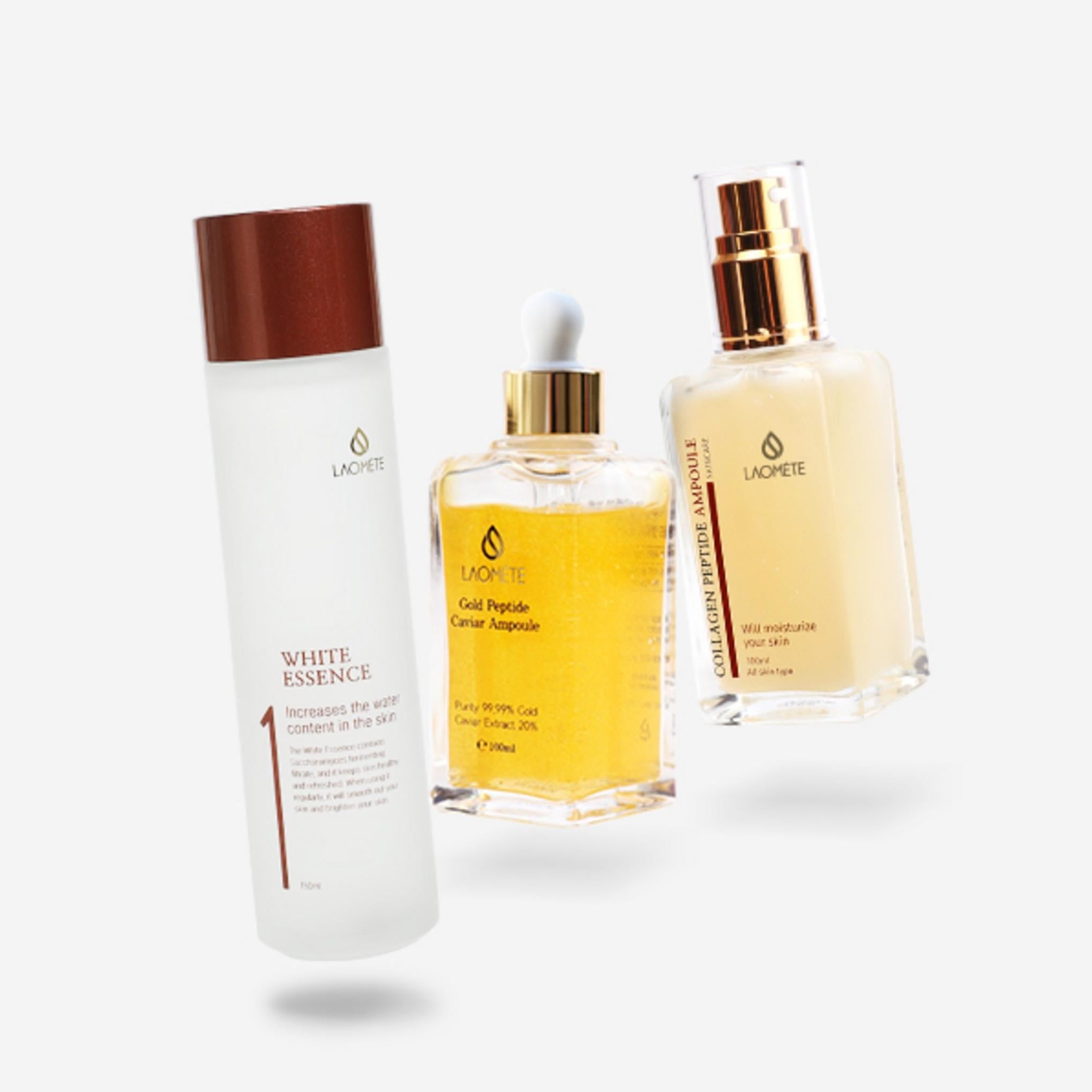 Laomette Set cosmetico base estetico per il miglioramento delle rughe e la cura dei pori, confezione da 3