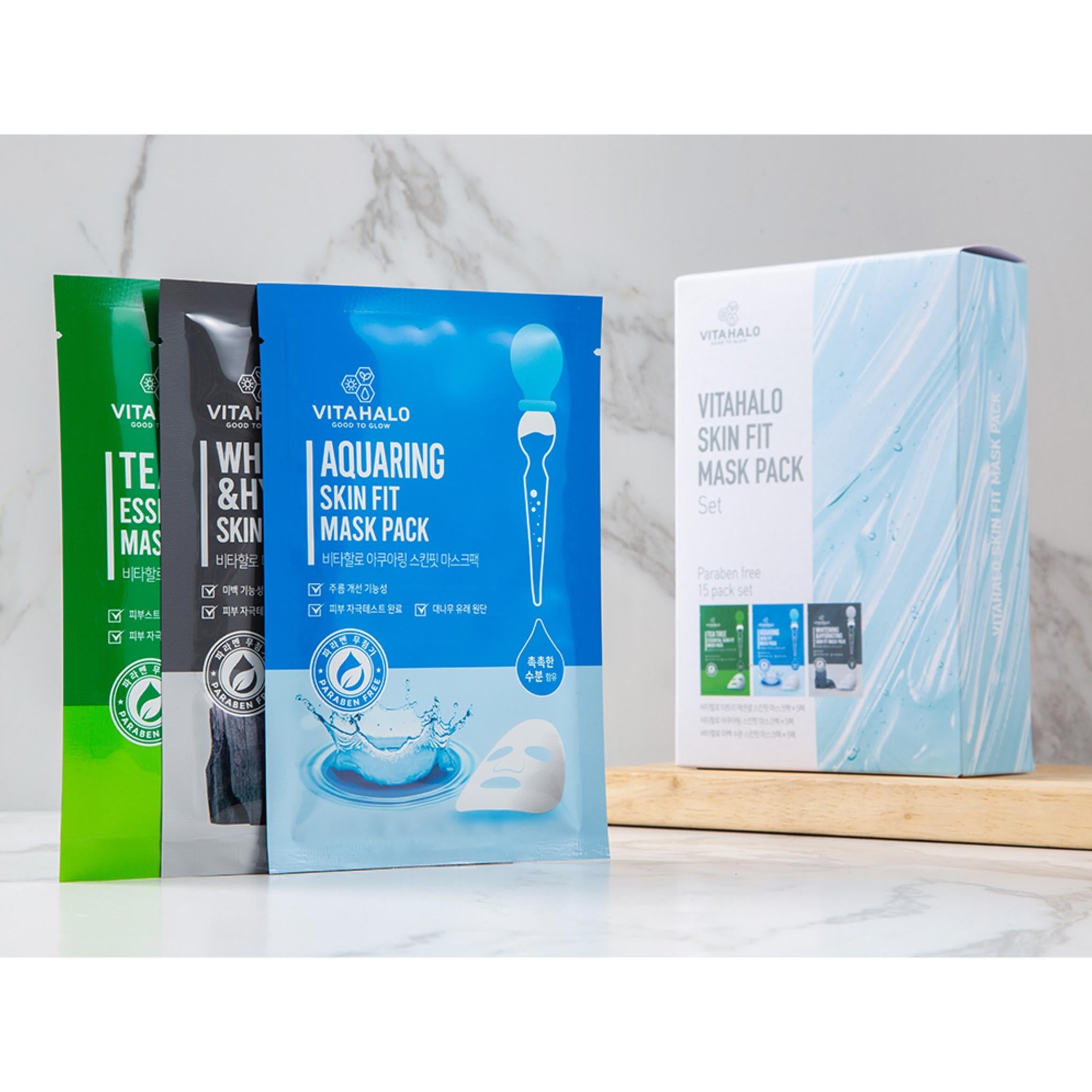 Pack Mascarilla Vita Halo Skin Fit Árbol de Té + Hidratación Blanqueadora + Aqua Ring