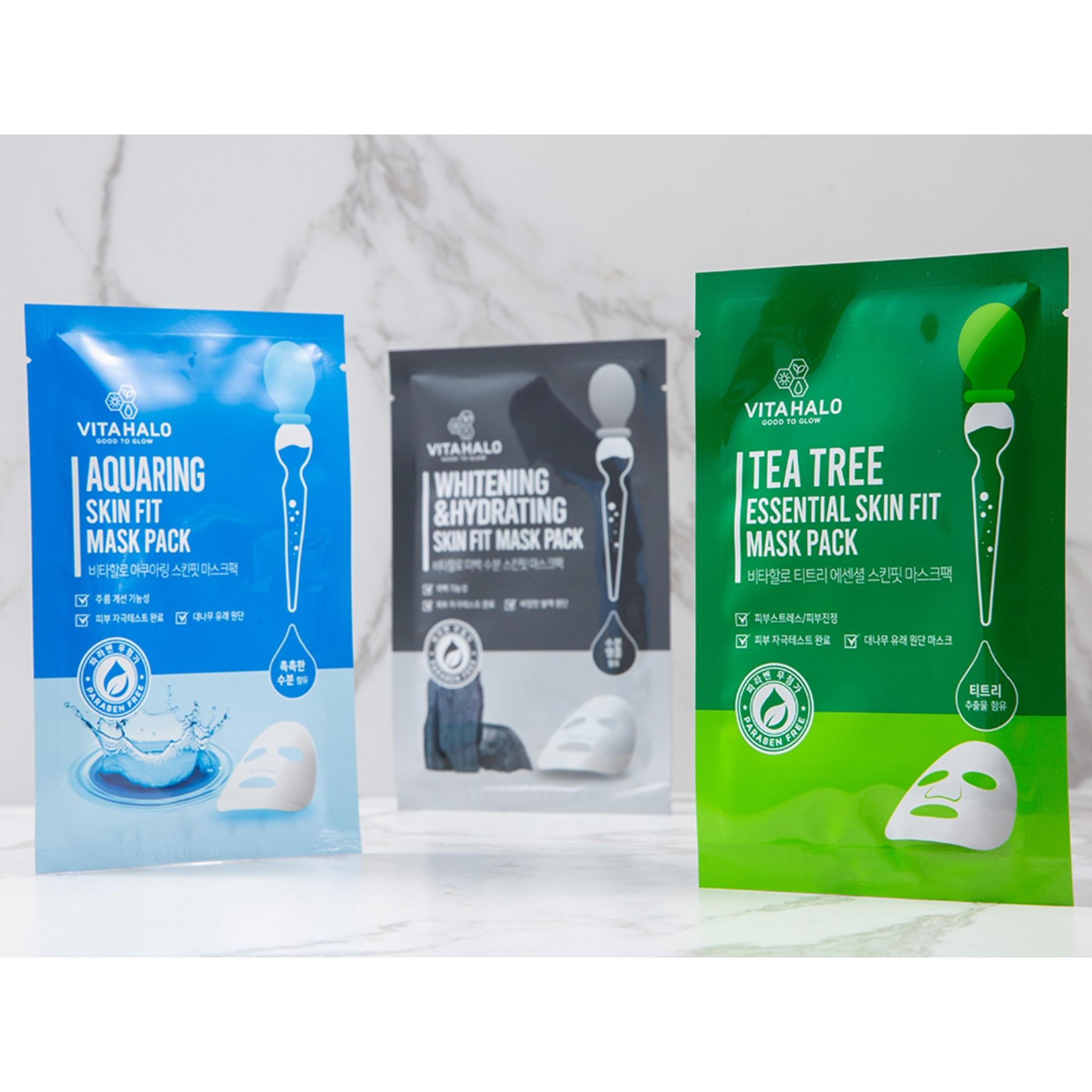 Pack Mascarilla Vita Halo Skin Fit Árbol de Té + Hidratación Blanqueadora + Aqua Ring