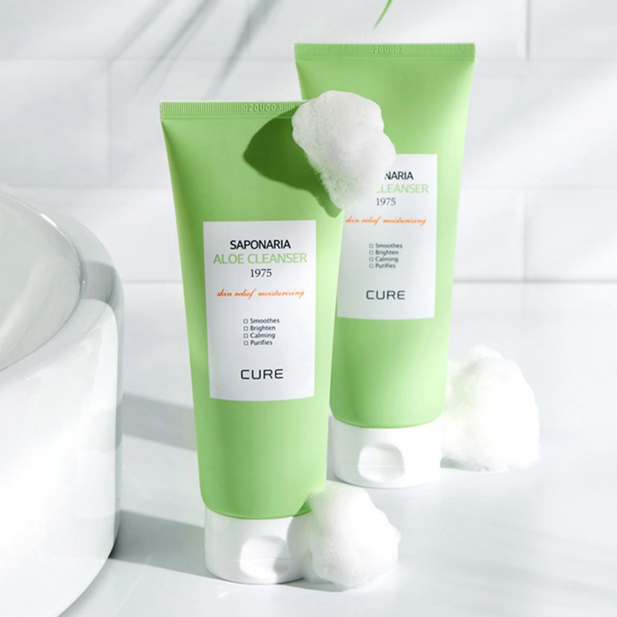 Kim Jeong-moon Aloe Cure Saponaria Aloe Cleanser 1975 150 g + Mini 2X Crema 3,5 g x 2 piezas