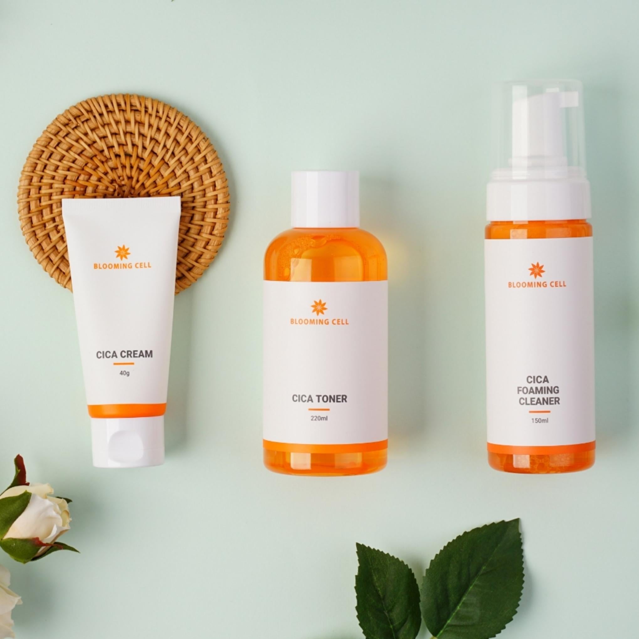 Bloomingcell Crema Cica 40g + Tonico 220ml + Detergente Schiumogeno 150ml