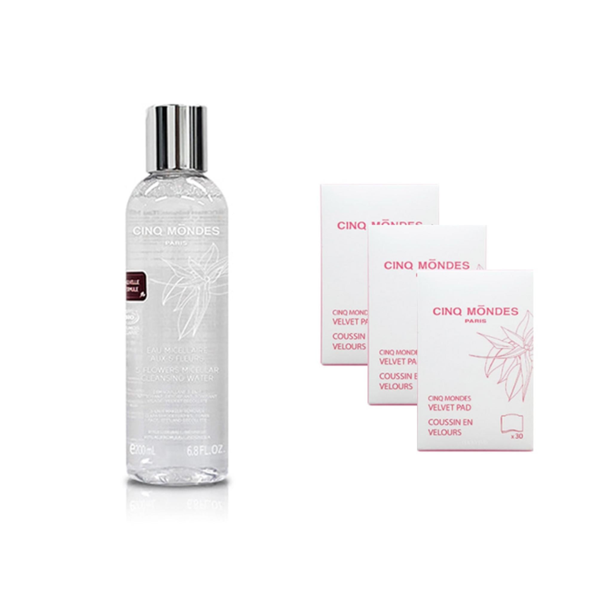 Shank Monde Mizellen-Reinigungswasser 200 ml + samtige Wattepads 30 Stück x 3 Stück