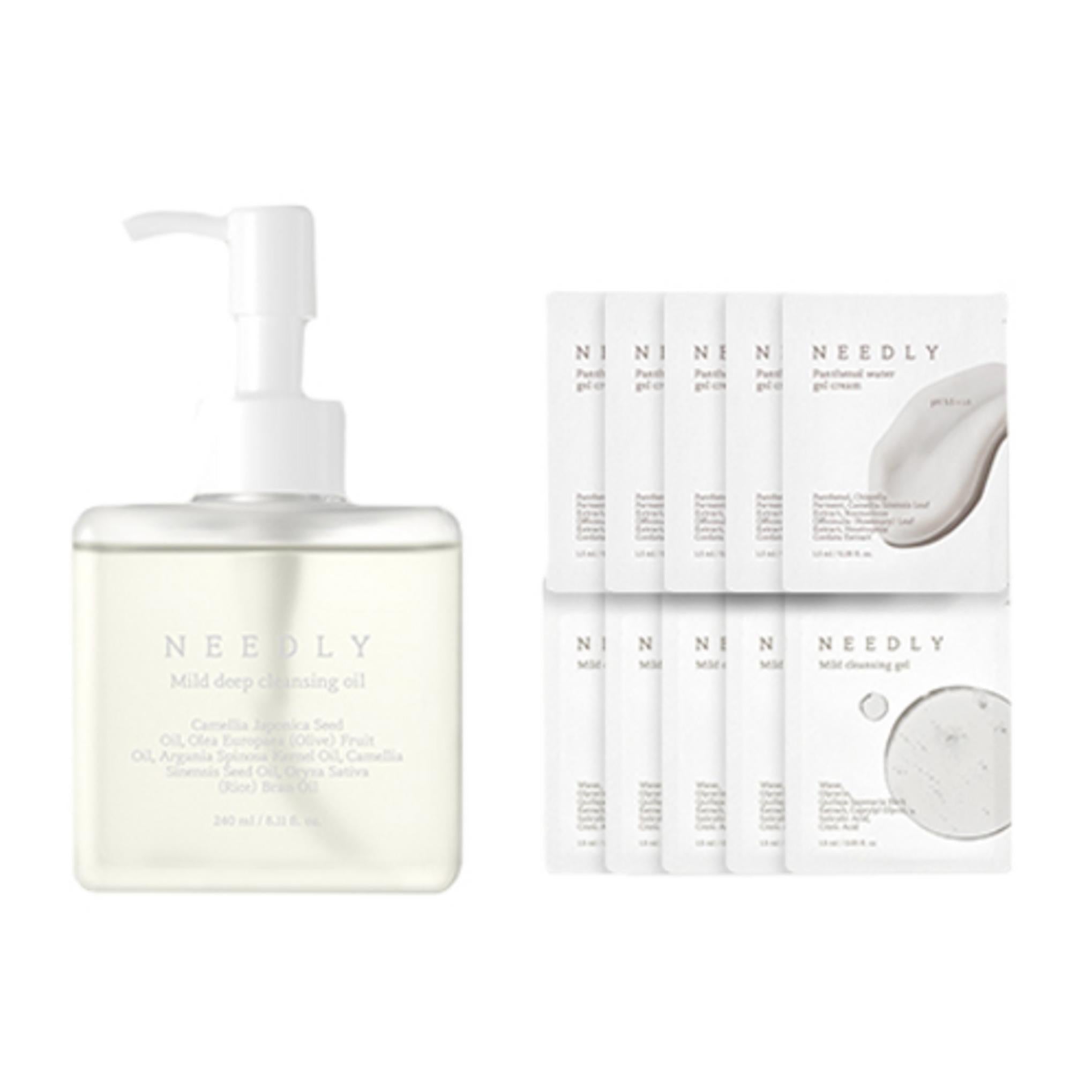 ニードリー マイルド ディープ クレンジング オイル 240ml + マイルド クレンジング ジェル 1.5ml x 5p + パンテノール ウォーター ジェル クリーム 1.5ml x 5p