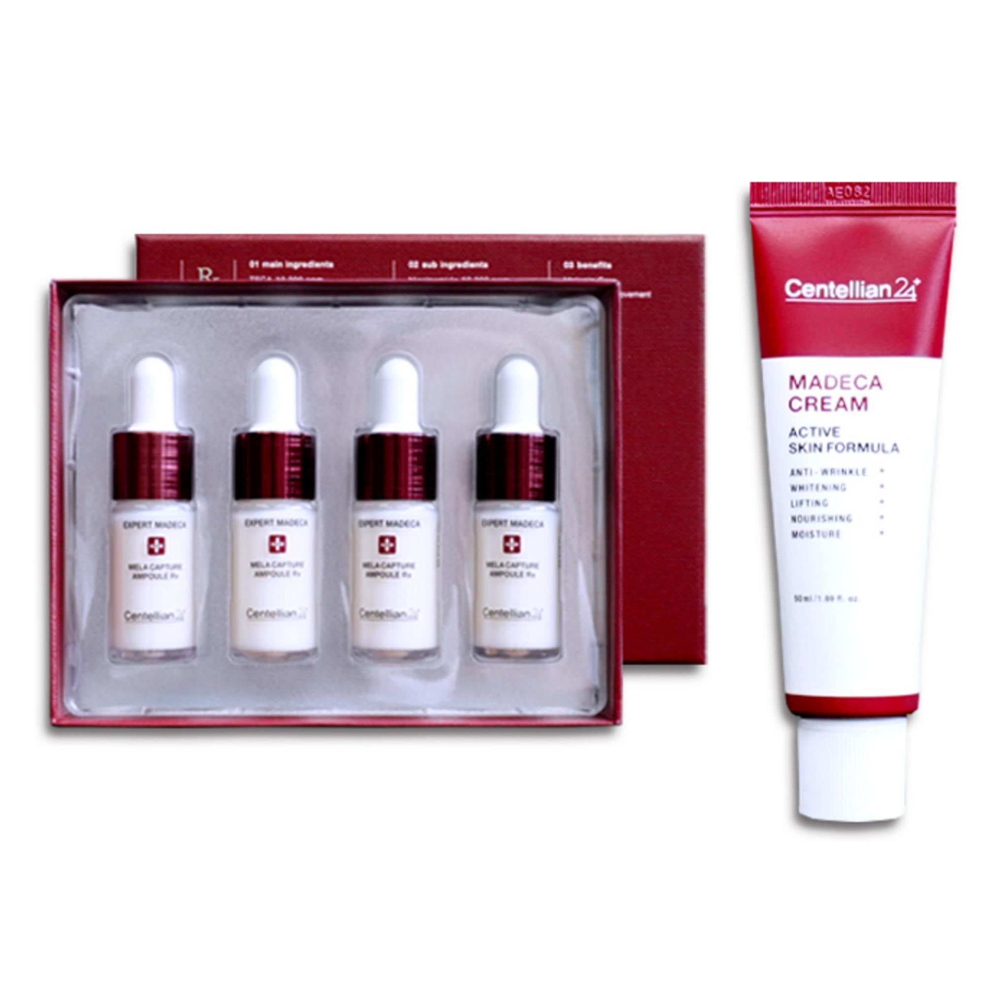 Centellian24 Expert Madeca Mela Capture Ampoule Rx 4p + Madeca Crema Formula Attiva per la Pelle 50ml Set