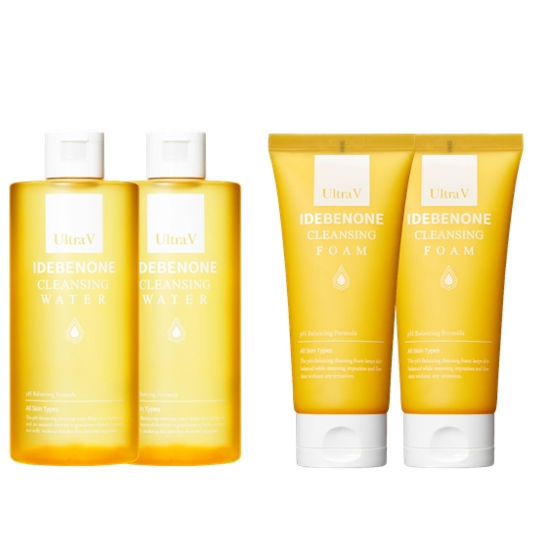 Água de Limpeza Ultra V Idebenona 300ml x 2p + Espuma de Limpeza 120ml x 2p