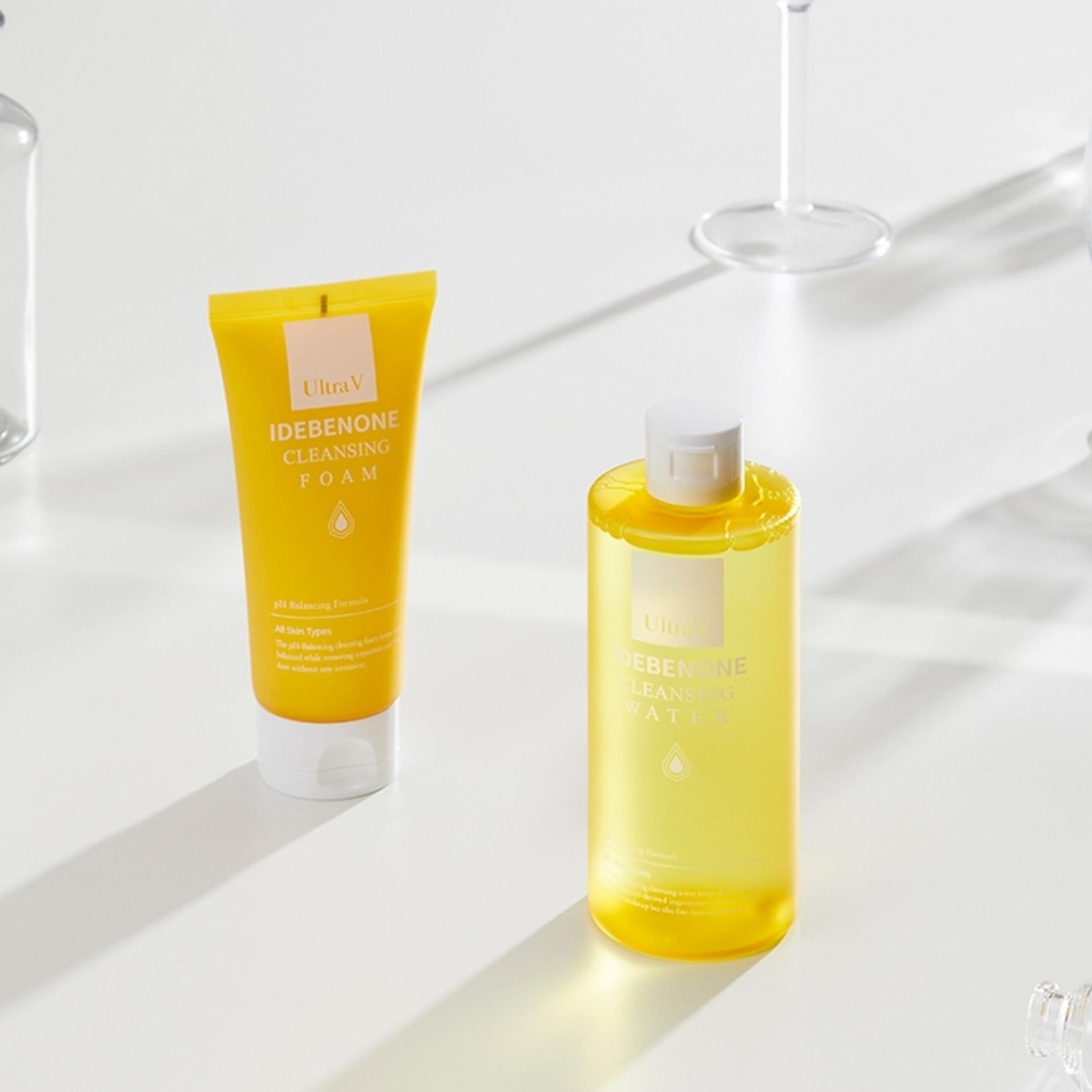 Água de Limpeza Ultra V Idebenona 300ml x 2p + Espuma de Limpeza 120ml x 2p