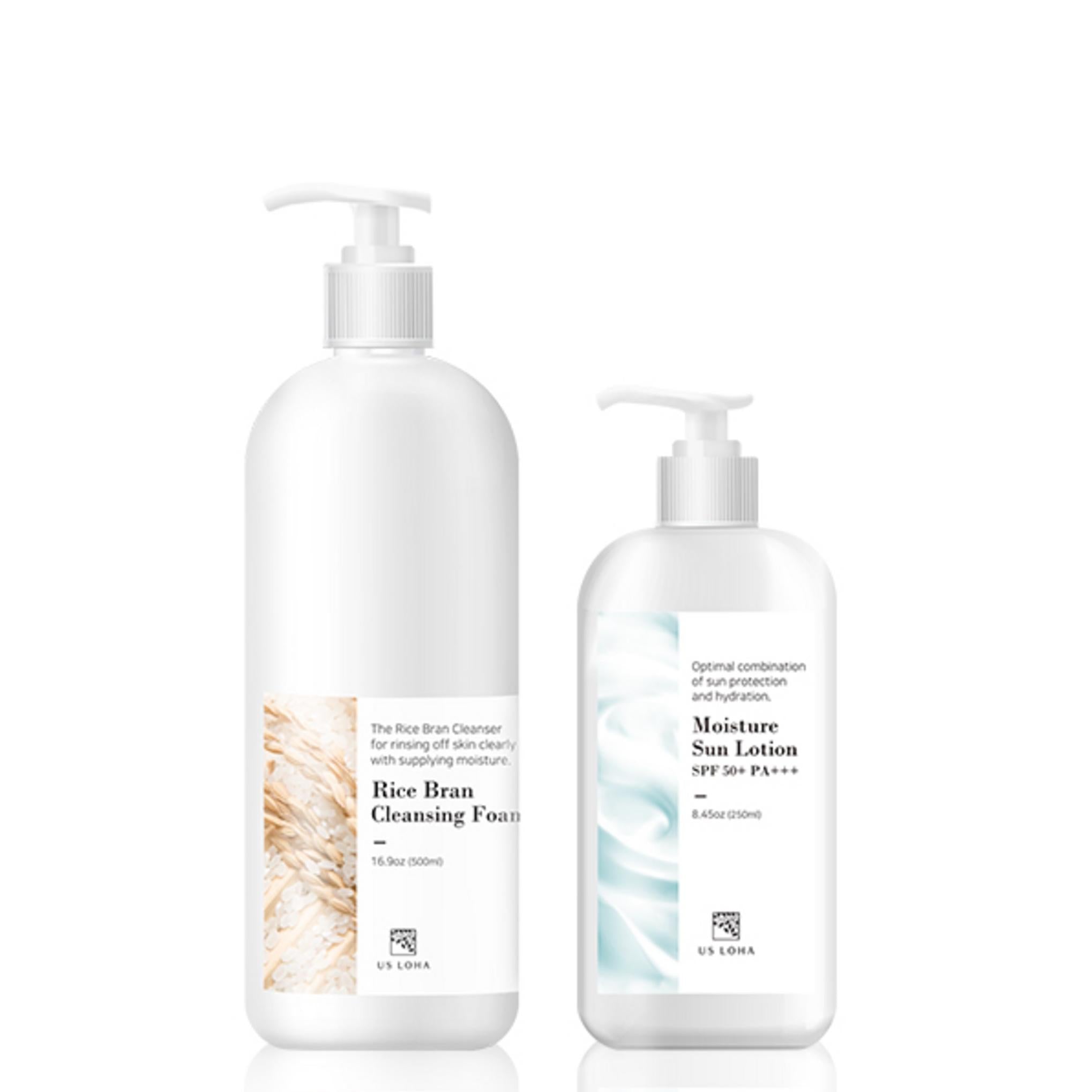 Earthroha Moisture Sun Lotion SPF50+ PA+++ 250 мл + набор для умывания с рисовыми отрубями 500 мл