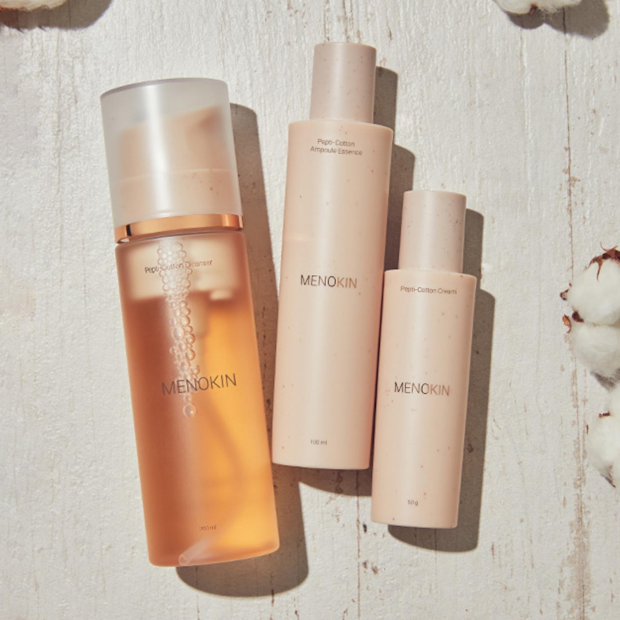 Menokin Daily Care Pepty Cotton Detergente 200ml + Essenza Ampolla 100ml + Crema 50g x 2p Set