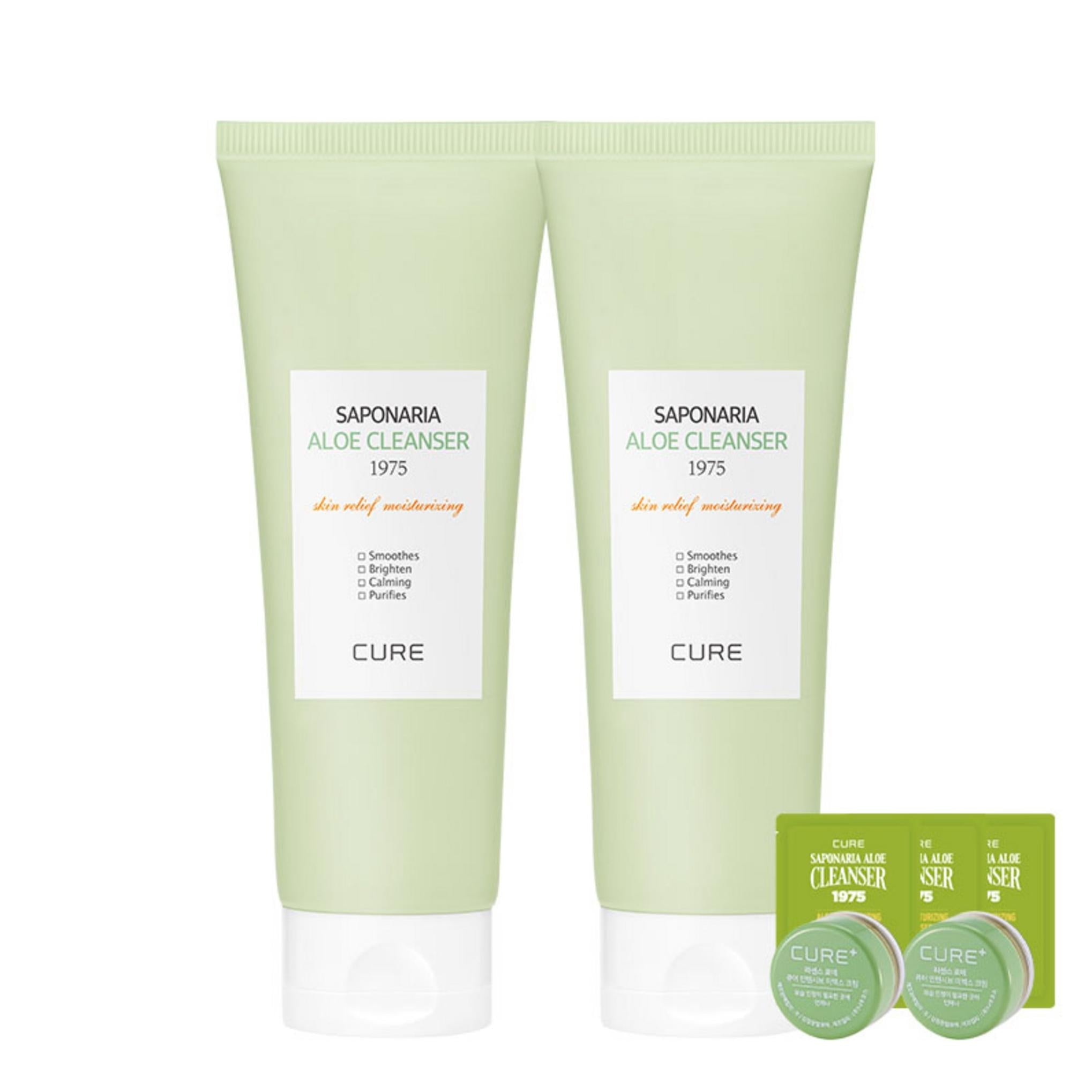 Kim Jeong-moon Aloe Cure Saponaria Aloe Limpiador 150 g x 2p + 2X Crema 3,5 g x 2p + Limpiador 2ml x 3p