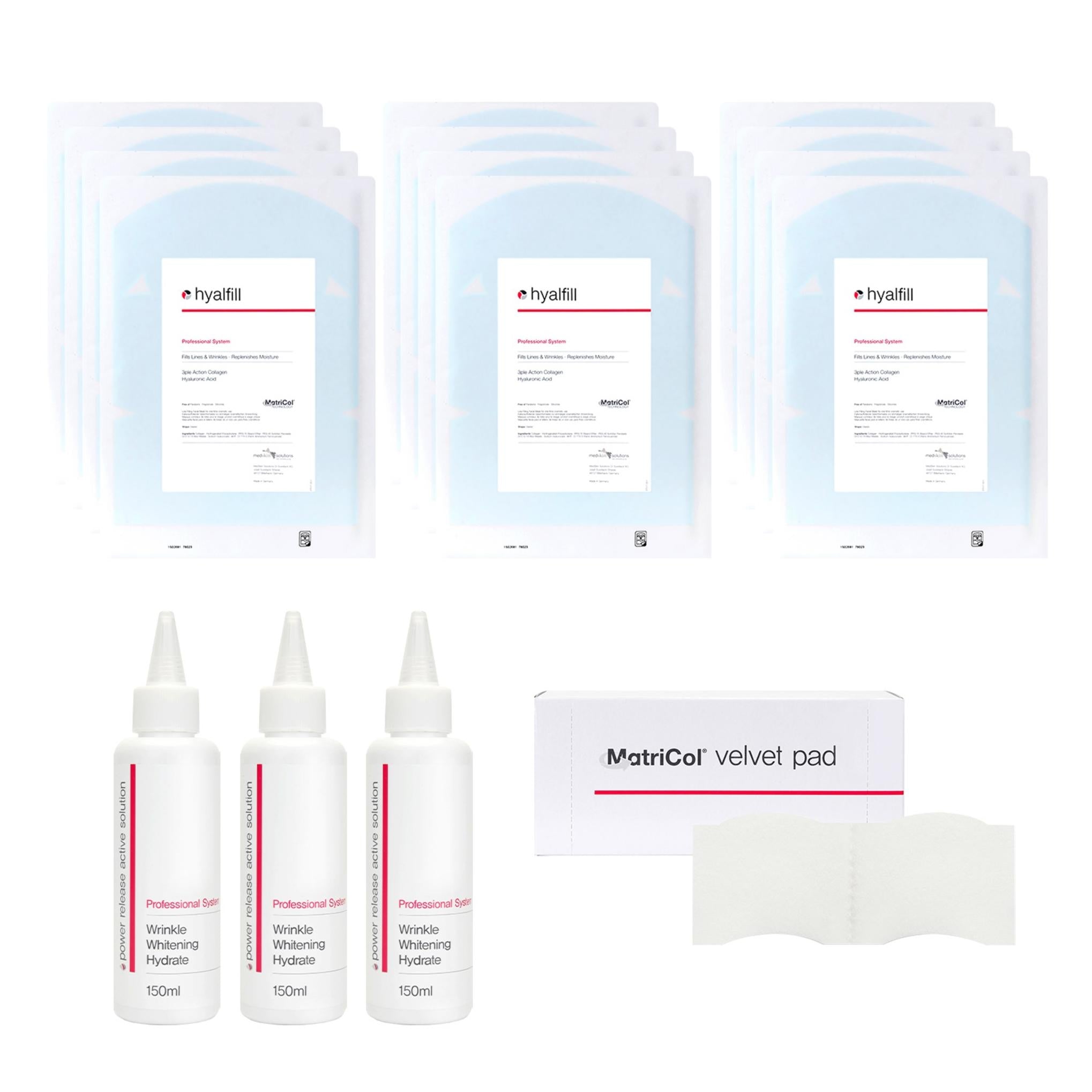 Matricol Raw Collagen Honey Glow Skin 3 Weeks Program Hyalpill Skin Zone 12p + Power Release 150ml x 3p + Velvet Pad Set