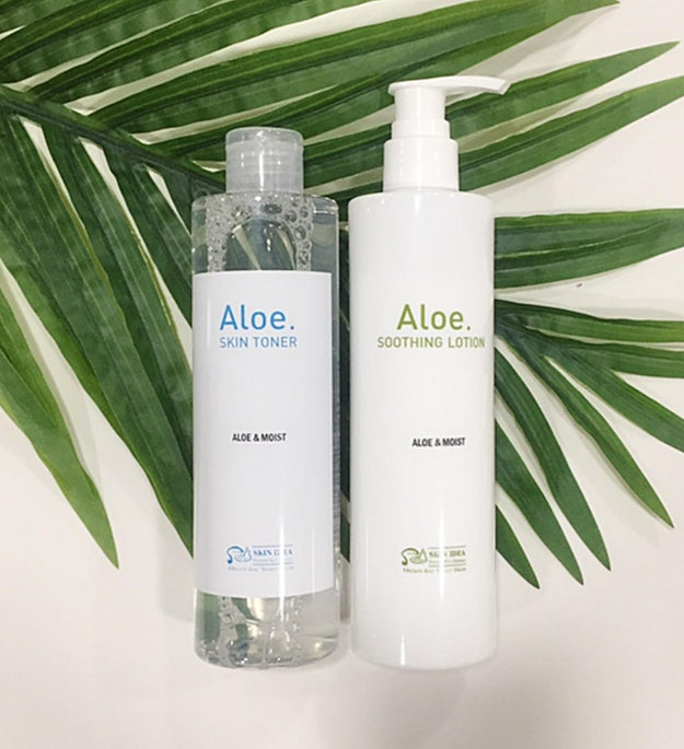Skin Idea Aloe Skin Toner 300ml + Aloe Soothing Lotion Pump Type 300ml