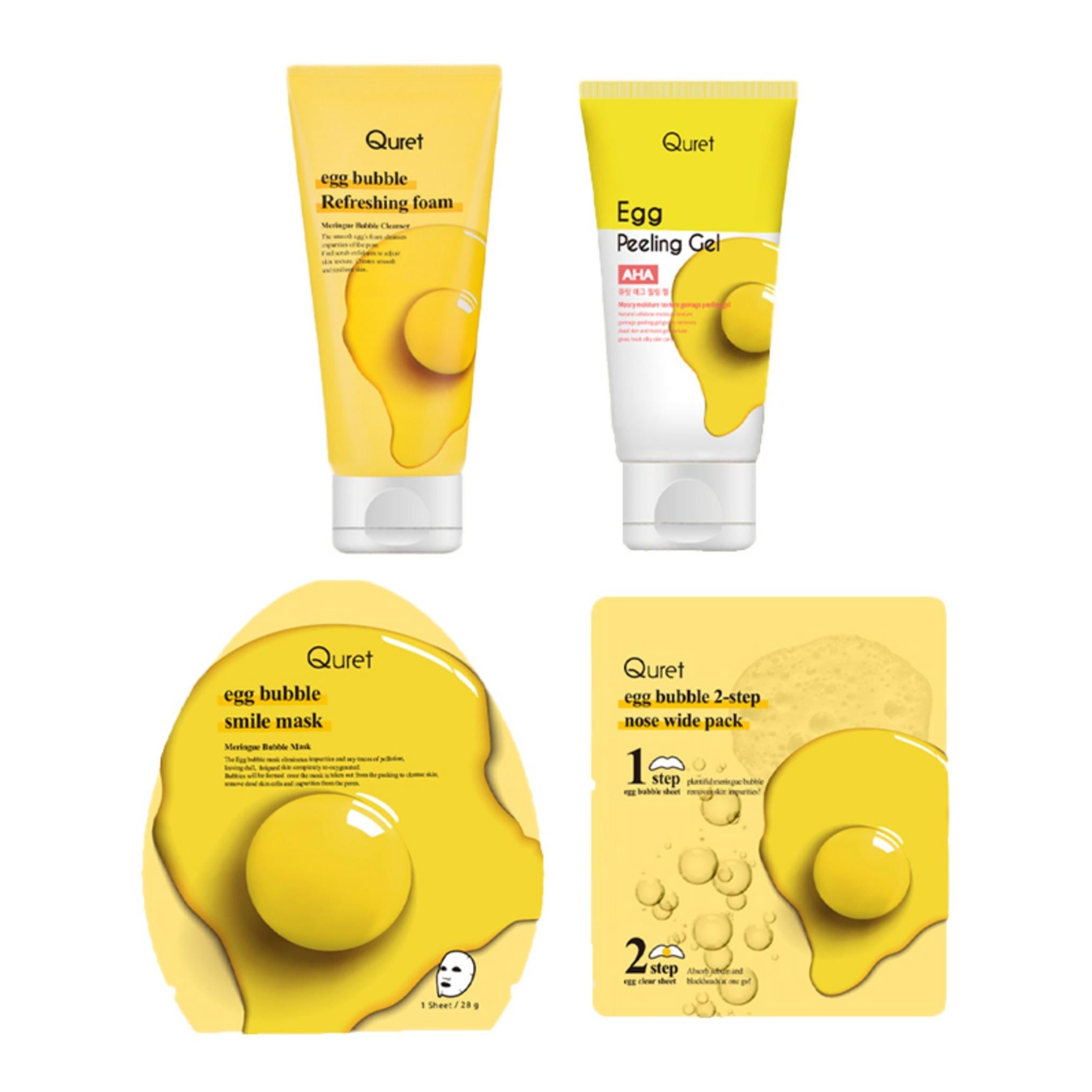 Curit Egg Bubble Peeling Gel + Mousse Nettoyante + Pack Nez + Pack Masque