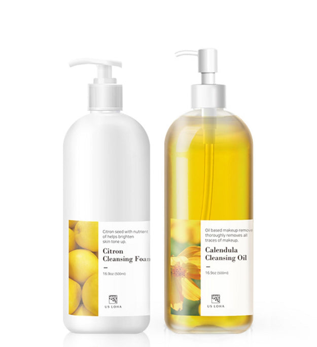 Conjunto de espuma de limpeza de cidra de grande capacidade Earthroha + óleo de limpeza de calêndula