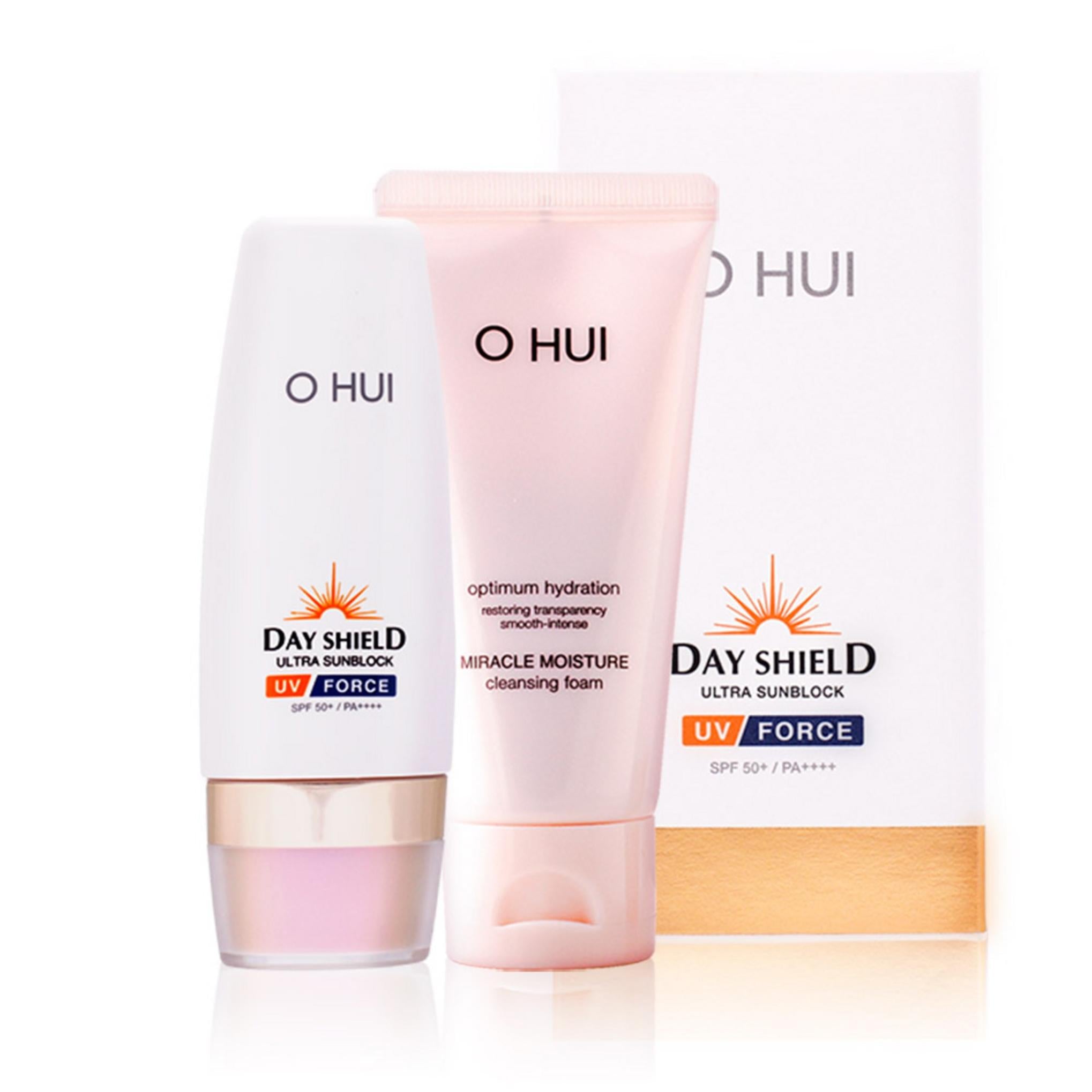 Крем для лица Lime Ohui Day Shield Ultra UV Force SPF 50 50 мл + Очищающая пенка Miracle Moisture 80 мл набор