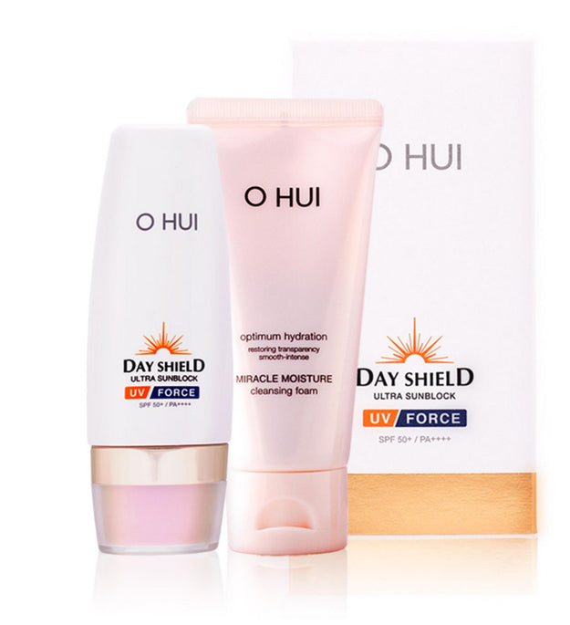 Lime Ohui Day Shield Ultra UV Force Sun Cream 50ml + Miracle Moisture Cleansing Foam 80ml Set
