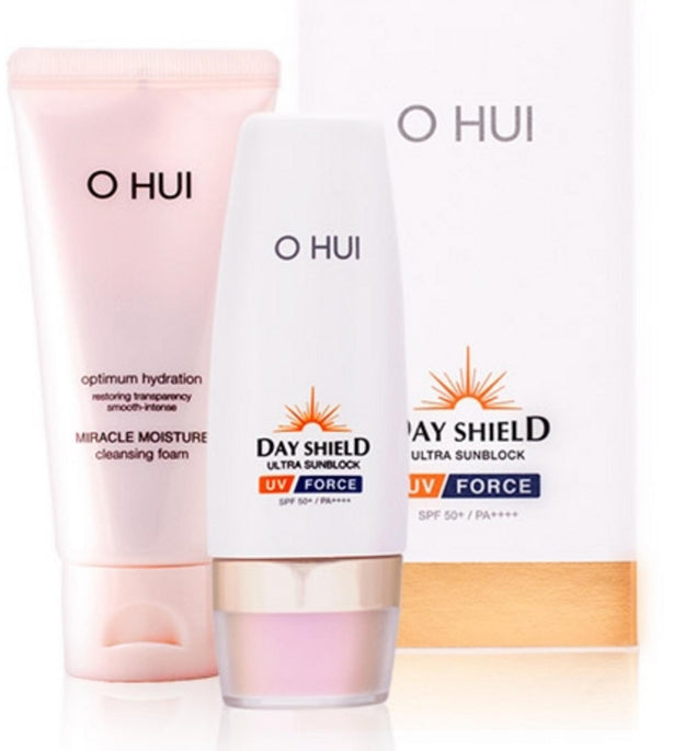 Lime Ohui Day Shield Ultra UV Force Sun Cream 50ml + Miracle Moisture Cleansing Foam 80ml Set