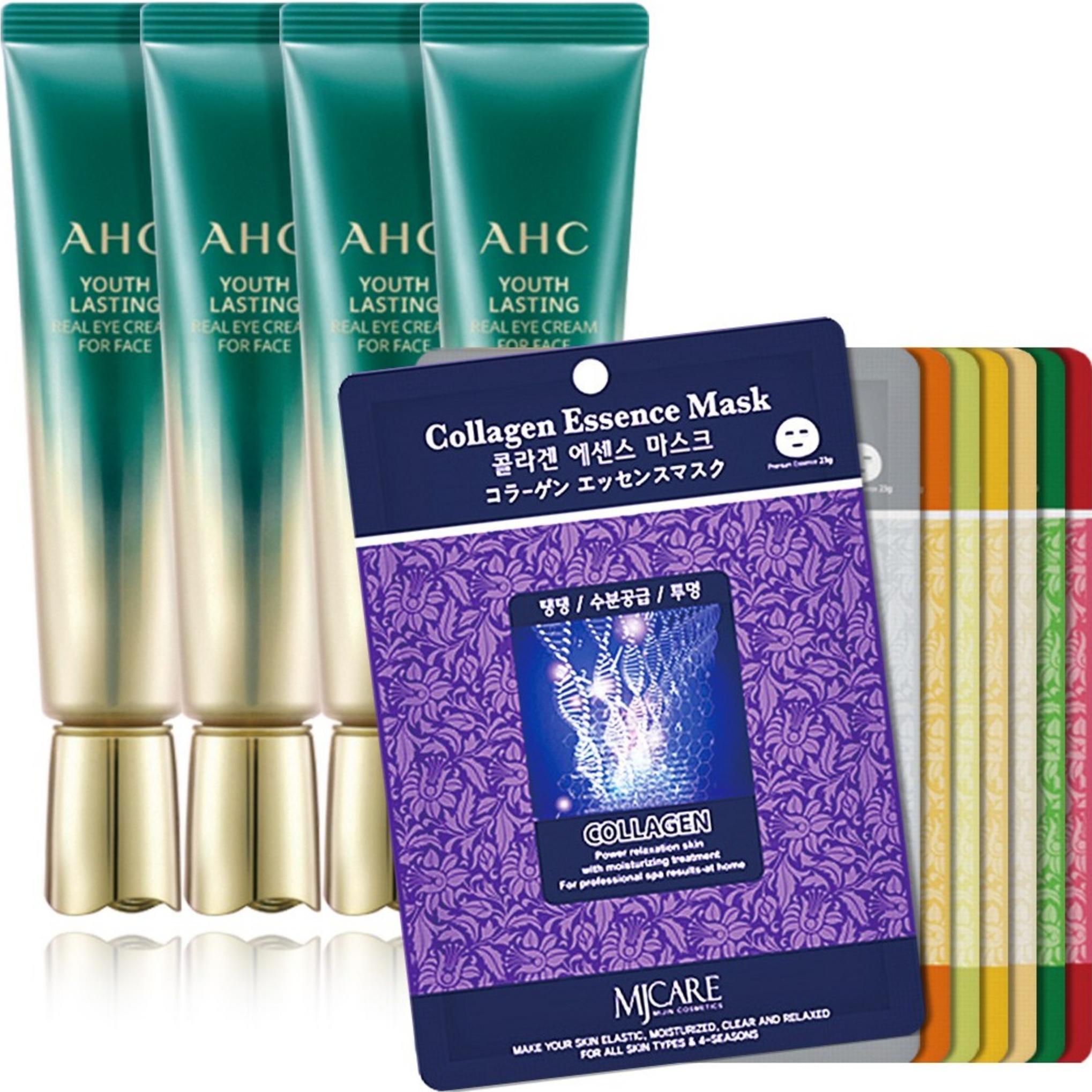 AHC Real Eye Cream For Face 4p + MJ CARE Essence Mask Pack 8 types 100p Set