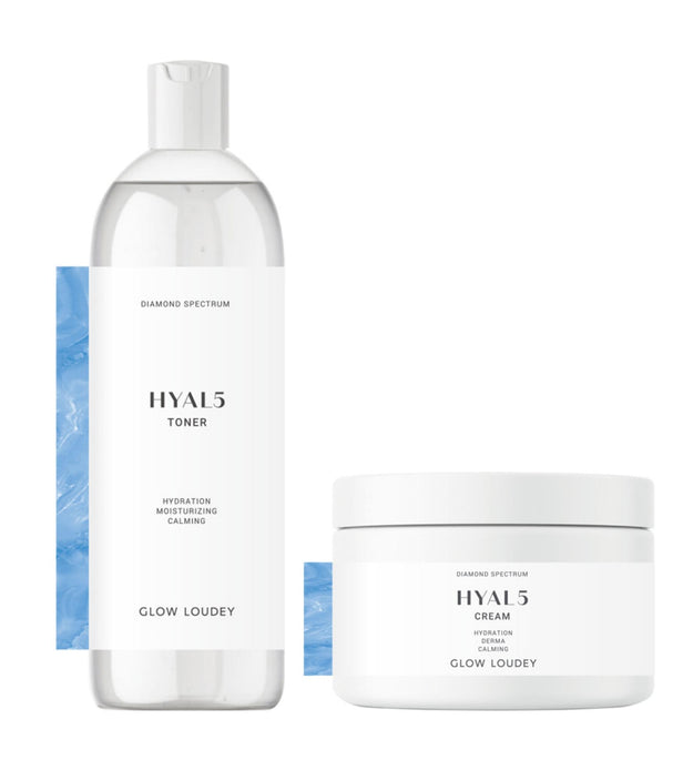 Glow Loudy Hyal5 Toner 500ml + Hyal5 Cream 200ml Set